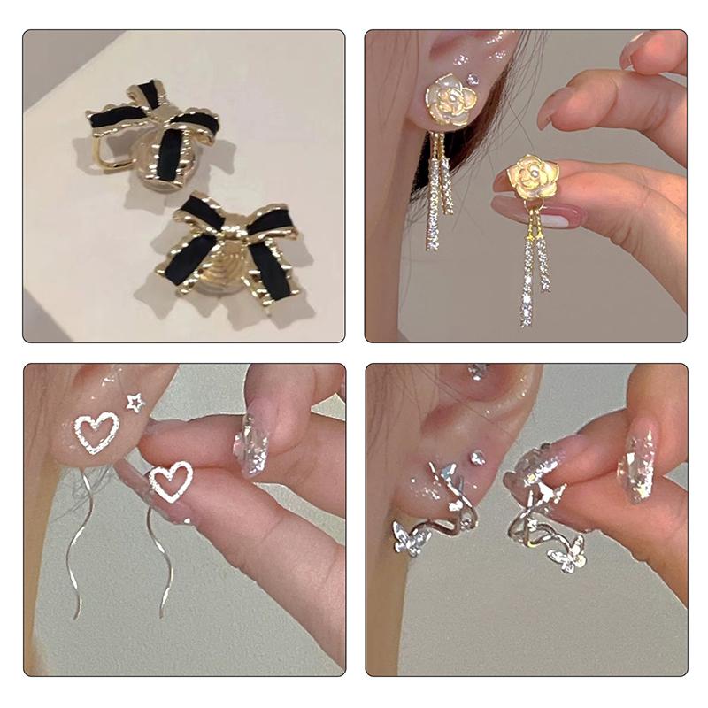 1Pair Korean Style Asymmetric Pearl Zircon Ear Clips For Women Personality  Earrings Wedding Jewelry Birthday Gifts