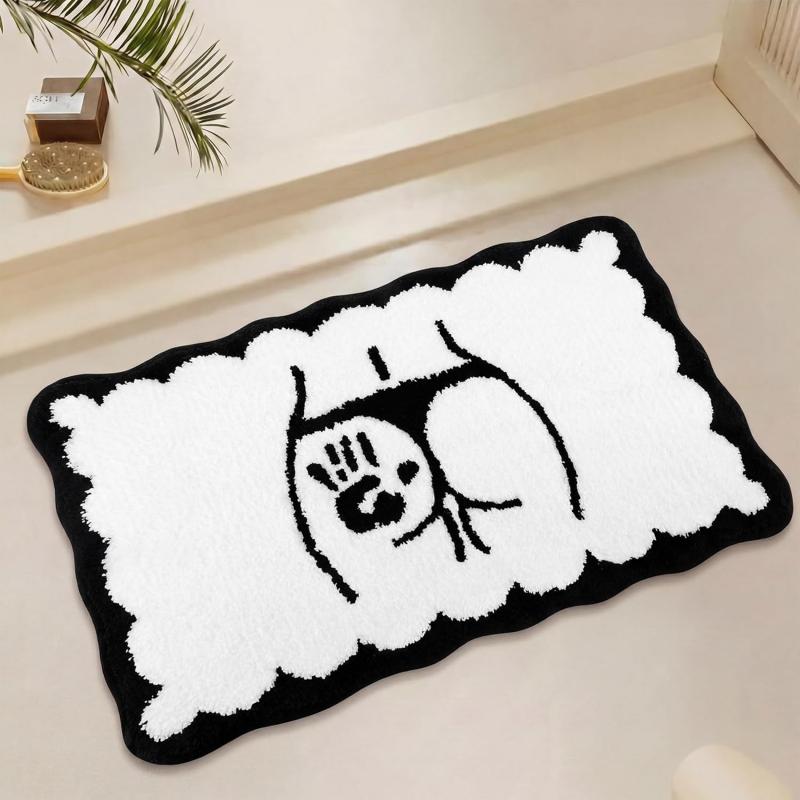 Cartoon Cat Bathroom Mat, Non-slip Water-absorbent Shower Door Mat, Soft Bedroom Rug, Entryway Doormat, Home Decor