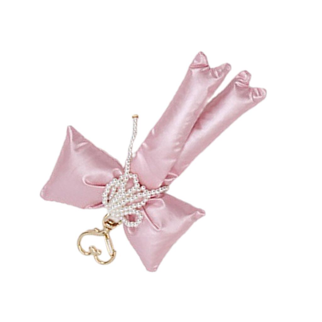 Pearls Bowknot Phone Charm Detachable Phone Lanyard Ornament Colorful Keychain Butterfly Bow Ornament for Bag Wallet