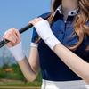 Sports Elastic Half Finger Golf Gloves Solid Color Anti-UV Sunscreen Gloves Thin Protect Wrist Wristband Ice Silk Mittens Summer