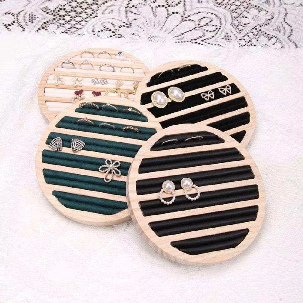 Velvet Lining Ring Earring Holder Round Shape Jewelry Organizer  Jewelry Accessories