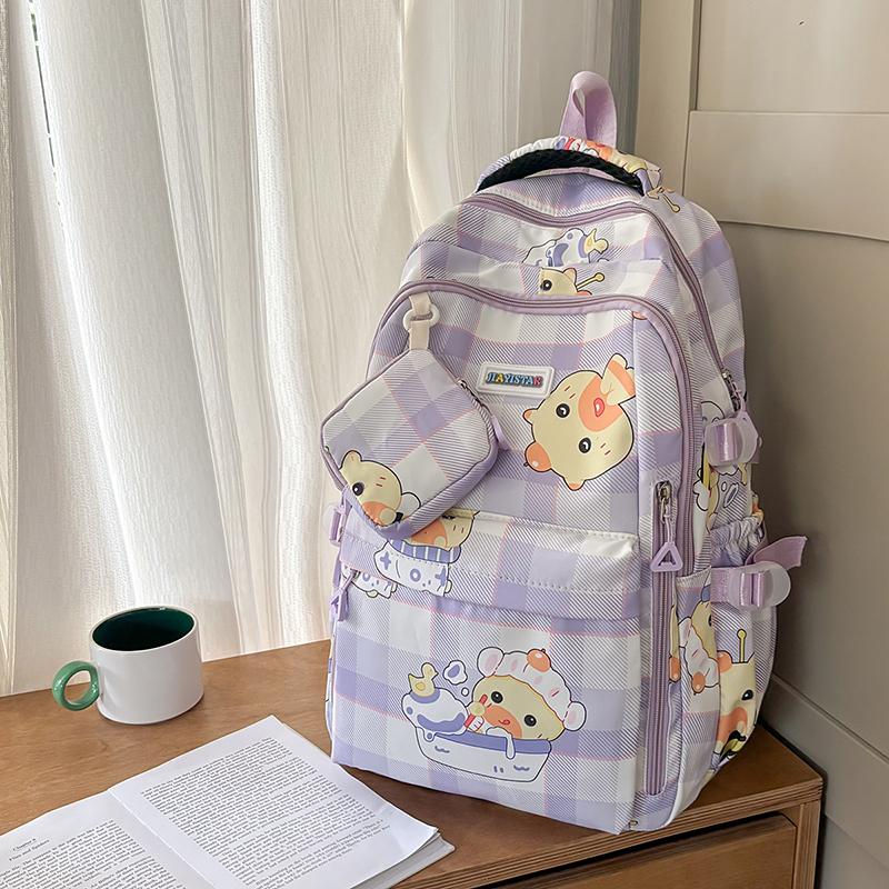 Children's Schoolbag Women's Cartoon Printed Large Capacity Backpack with Coin Purse