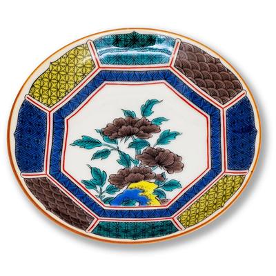 Washa no Kura Teller, stilvolles Kutani Ware Meisterwerk, Mame Teller, alter Kutani Iroe, Matori Soka, kleiner Teller, Servierteller, Marke japanisches Geschirr