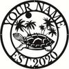 Metal Wall Art Turtle Sculpture Home Decor Black Personalized Plaque Beach Villa Gift