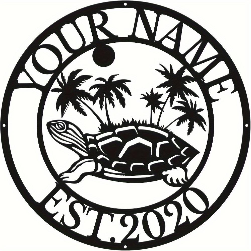 Metal Wall Art Turtle Sculpture Home Decor Black Personalized Plaque Beach Villa Gift