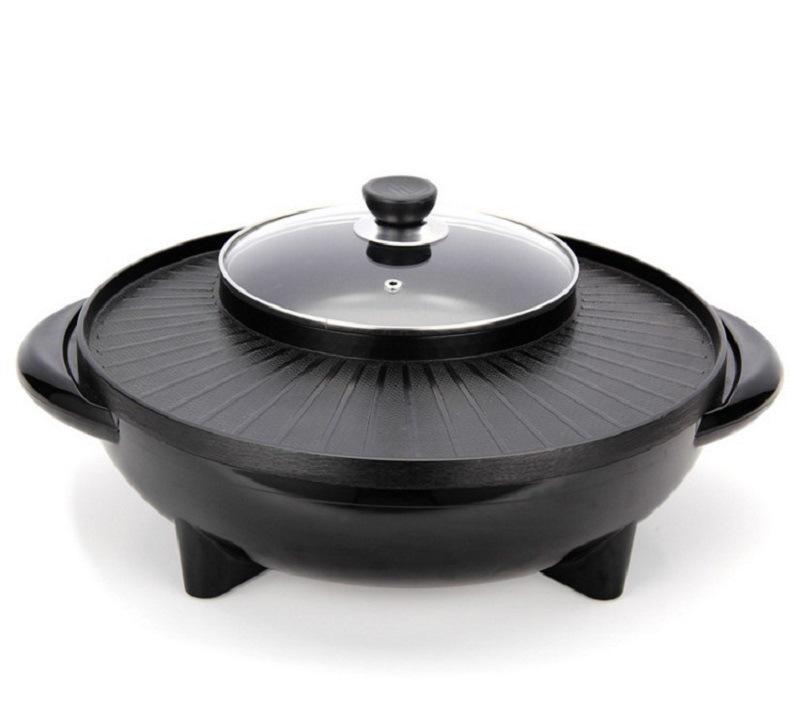Korean Style Multi-functional Electric Grill & Shabu-Shabu Pot: Non-stick Griddle & Hot Pot Combination