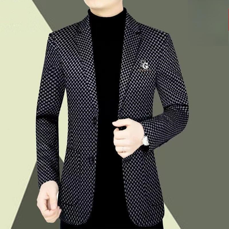 Autumn and Winter Middle-aged Casual Suit Men's Jacket Fitted Men's Small Suit Spring and Autumn Dad's Casual Wear Single Western Casual Wear