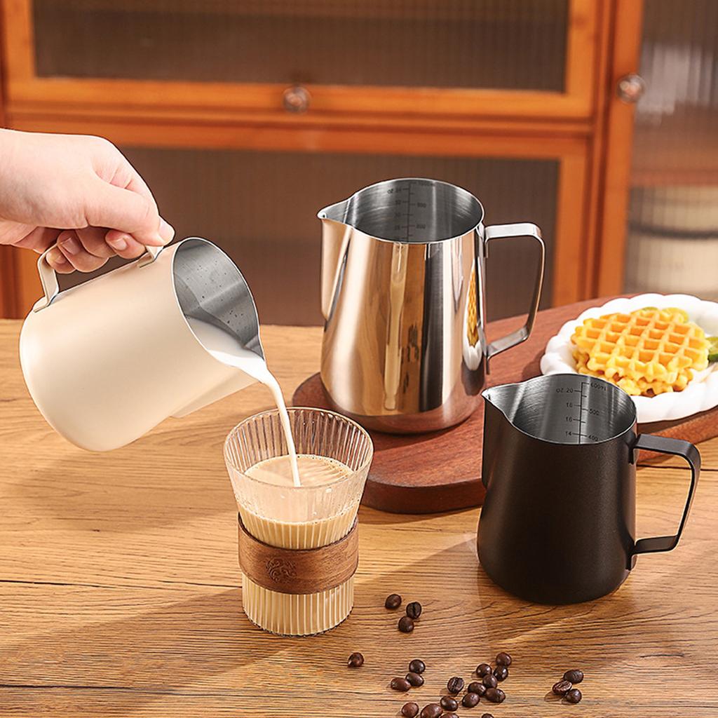 Ergonomic Coffee Frothing Cup 304Stainless Steel Frothing Pitcher Easy Cleaning for Effortlessly Coffee Art Creation