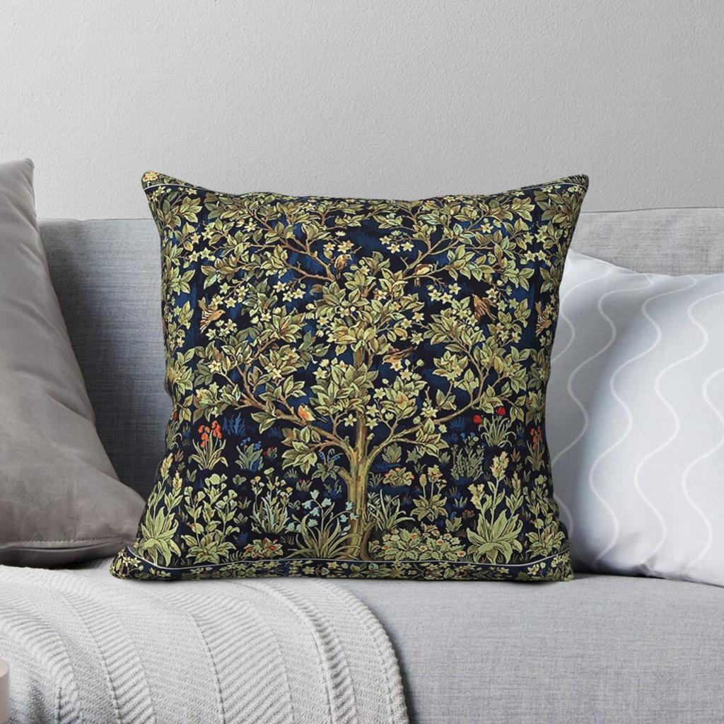 William Morris Tree Of Life Square Pillowcase Polyester Linen Velvet Creative Zip Decor Throw Pillow Case Car Cushion Case 45x45