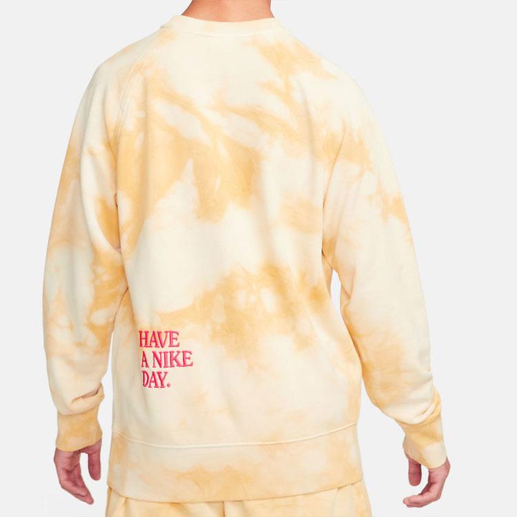 New Nike Sportswear Tie Dye Embroidered Daisy Crewneck Sweatshirt 'Gold Sand' DM5011-777