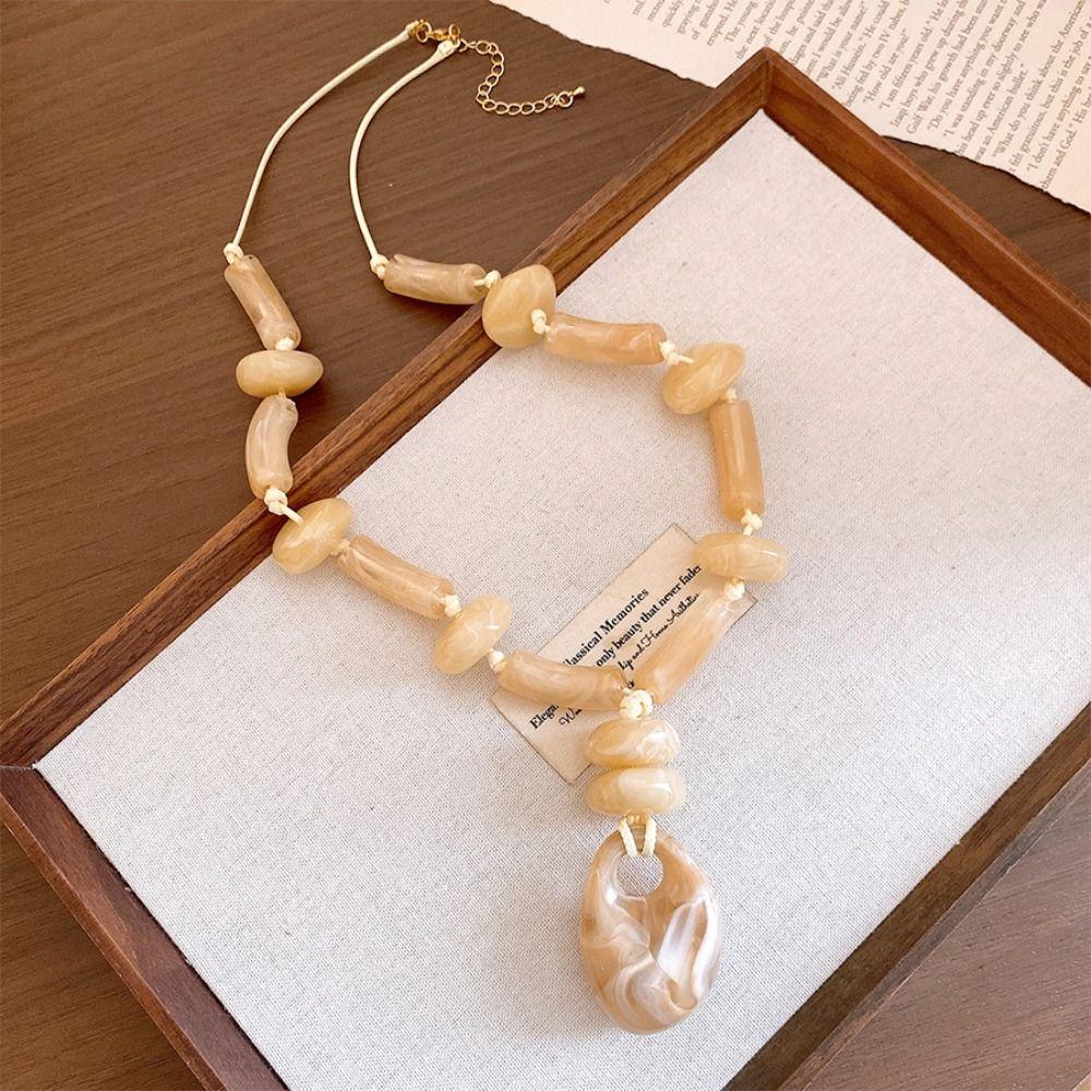 Geometric Acrylic Necklace Oval Sweater Chain Vintage Geometric Necklace Vintage Style