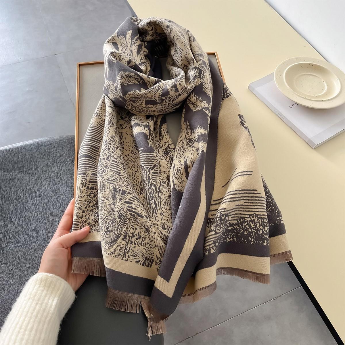 

Fashion Cashmere Scarves For Women Winter Shawls Wraps Luxury Print Neckerchief Long Stoles Pashmina Warm Hijab Scarf For Ladies 185X65cm