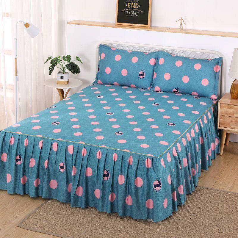 3Pcs Bed Sheet Pillowcase Lace Skirts Bedding Set Bedspread Elastic Fitted Mattress Cover Bedsheet Couple Quilt Single