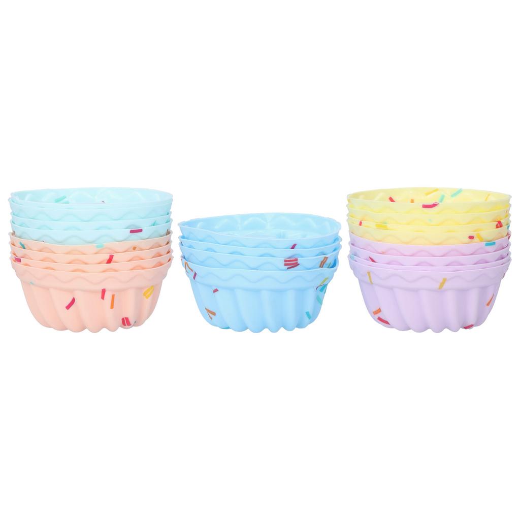 20Pcs Small Cake Cup Baking Mold Reusable Easy Clean Silicone Mini Cupcake HoldersThread Set