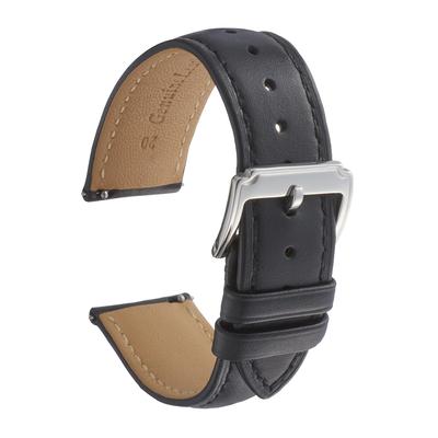 Calum Watch Strap Genuine Smooth Leather Quick Release Watch Smart Watch Band 12mm 24mm - (21mm, Black)