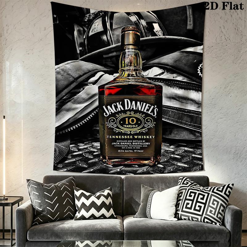 Jack Daniel'S Tennessee Whiskey Bottle Tapestry Wallmounted Background Cloth Atmospheric Background Cloth Homestay Soft Decoration Tapestry