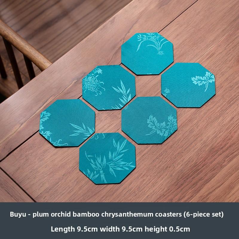 Chinese Vintage Tie-Dye Fabric Tea Coasters Heat-Resistant Mats Teacups Tea Tables Tea Ceremony Anti-Scalding Table Mats