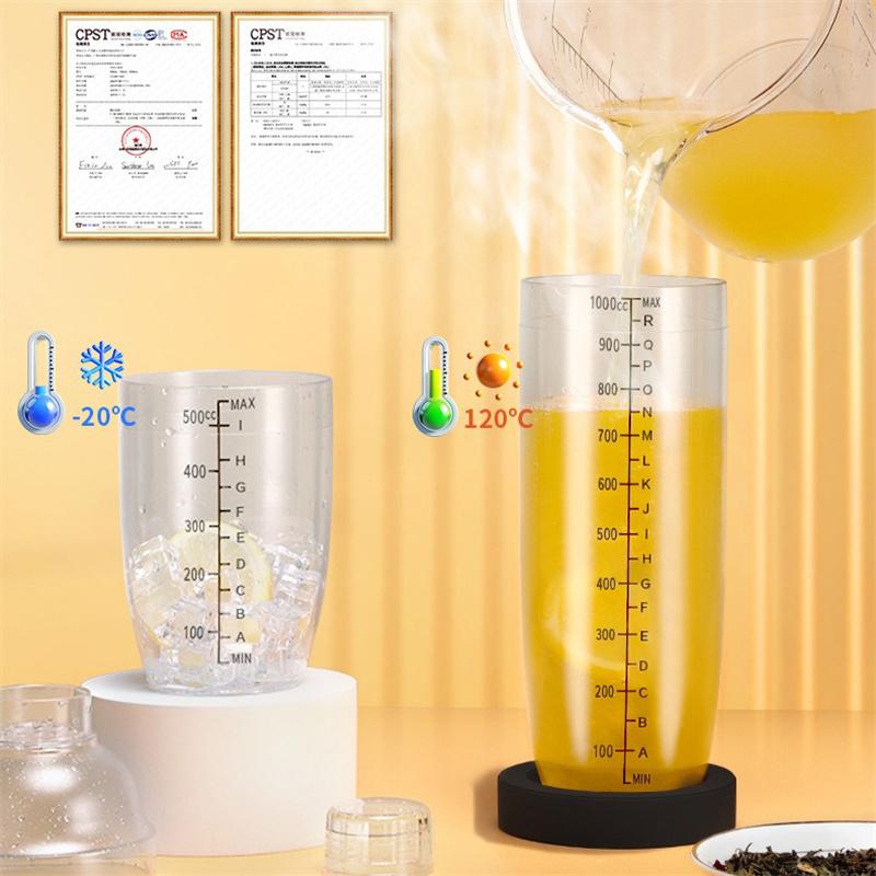 PC Resin Cocktail Shaker Martini Hand Shaker Cup with Scales 350ml/500ml/700ml/1000ml Milk Tea Wine Drink Shaker Mixer Bar Tool