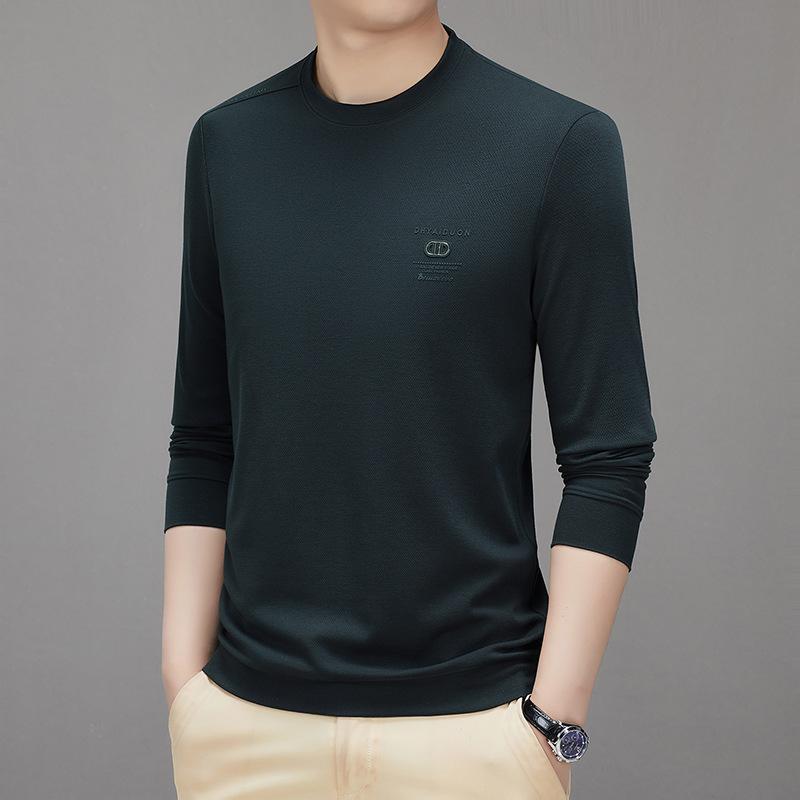 

Мужская осенняя футболка с длинными рукавами с лацканами, мужская мода, корейский стиль, повседневная простая мужская майка для молодежи и среднего возраста XXXXL