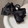 Hepburn-Style Black Double-Sided Bow Shark Hair Clip for Women