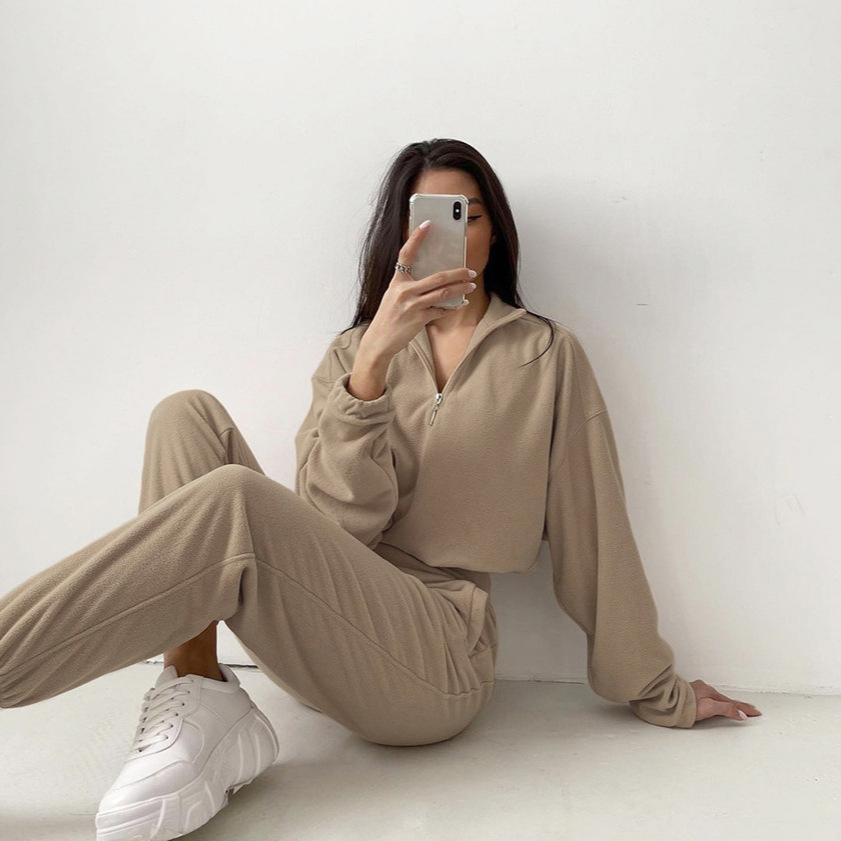 Tracksuit Women Suit Casual Fleece Sports Set Long Sleeved Sweatshirts Trousers Sportswear Sweatshirts Pullover Jogging Sweatpants