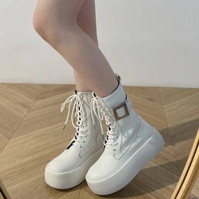 Mode Frauen Keil Schnee Stiefel Mode 2024 Neue Herbst Winter Feste Plattform stiefel Koreanische Beiläufige Kurze Stiefeletten Cotten Schuhe