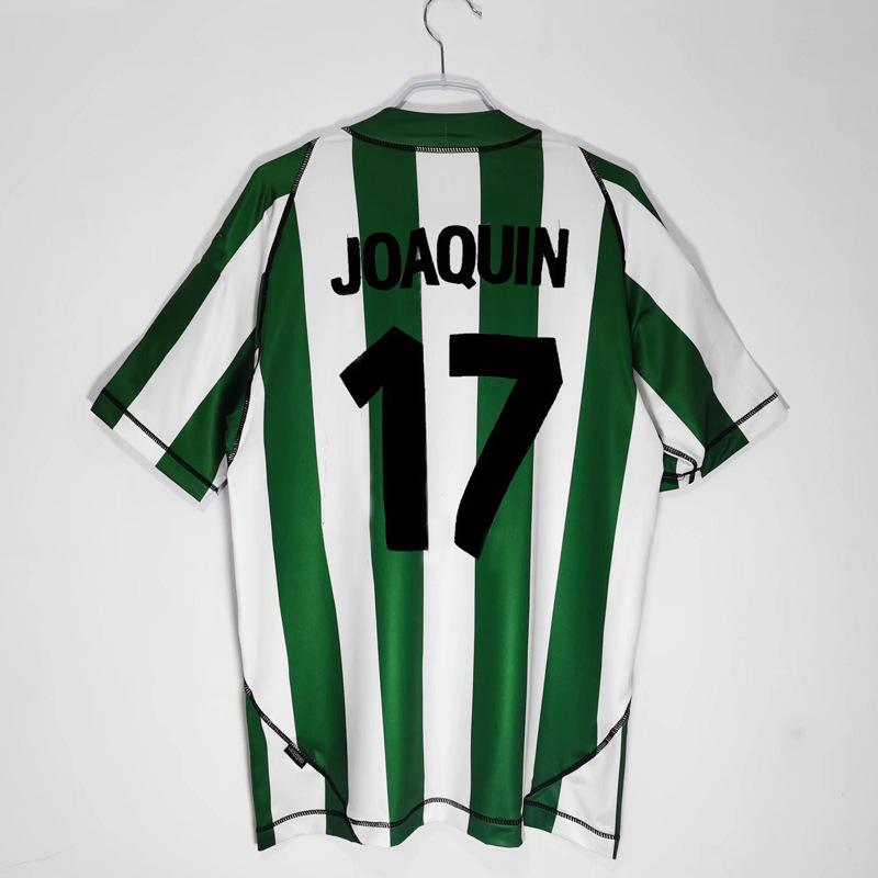 Temporada 03-04 La Liga Betis camiseta de fútbol retro antigua de local, réplica No. 17 Camiseta de Joaquín