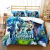 Genshin Impact Bedding Set For Kids Teens Boys Girls Game Duvet Cover With Pillowcase Microfiber Bedclothes Cartoon Bed Linen