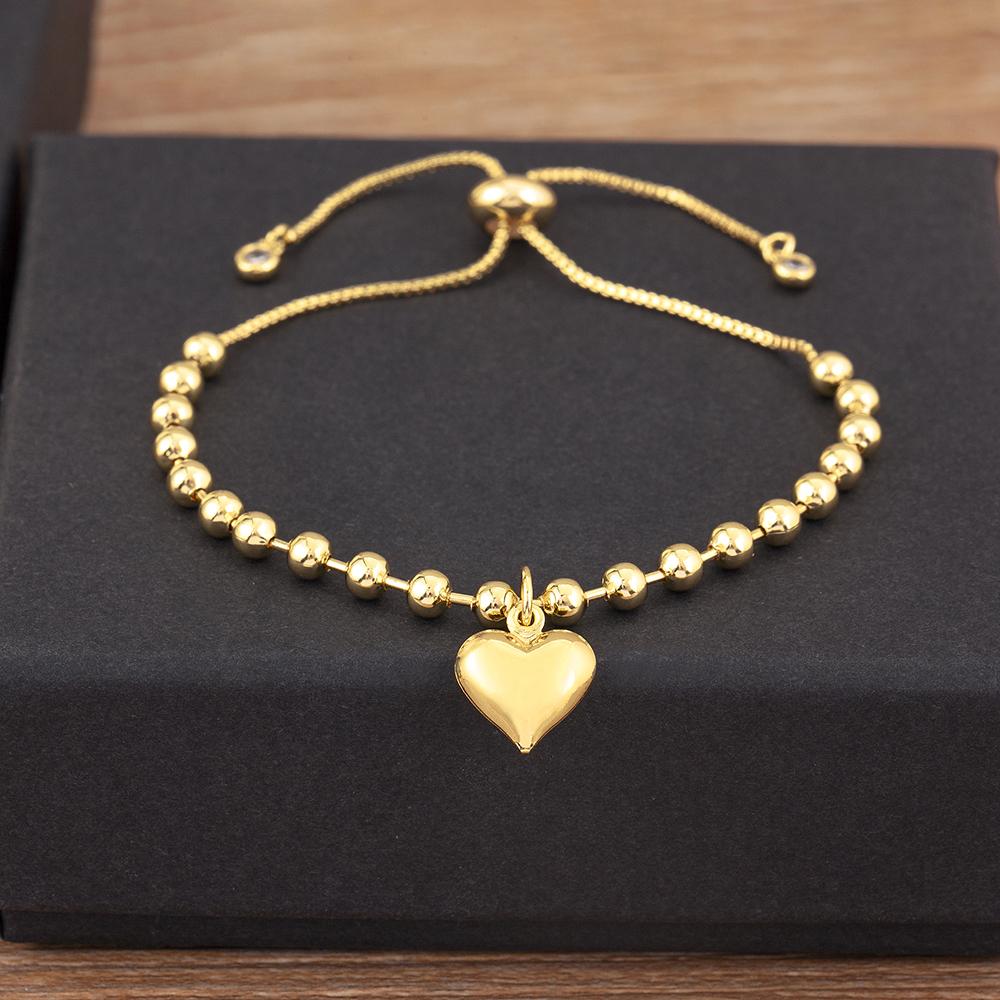 

Nidin New Retro Love Shape Copper Beads 4mm/6mm/8mm Charm Bracelets For Female Birthday Party Jewelry Accessories Fine Gifts