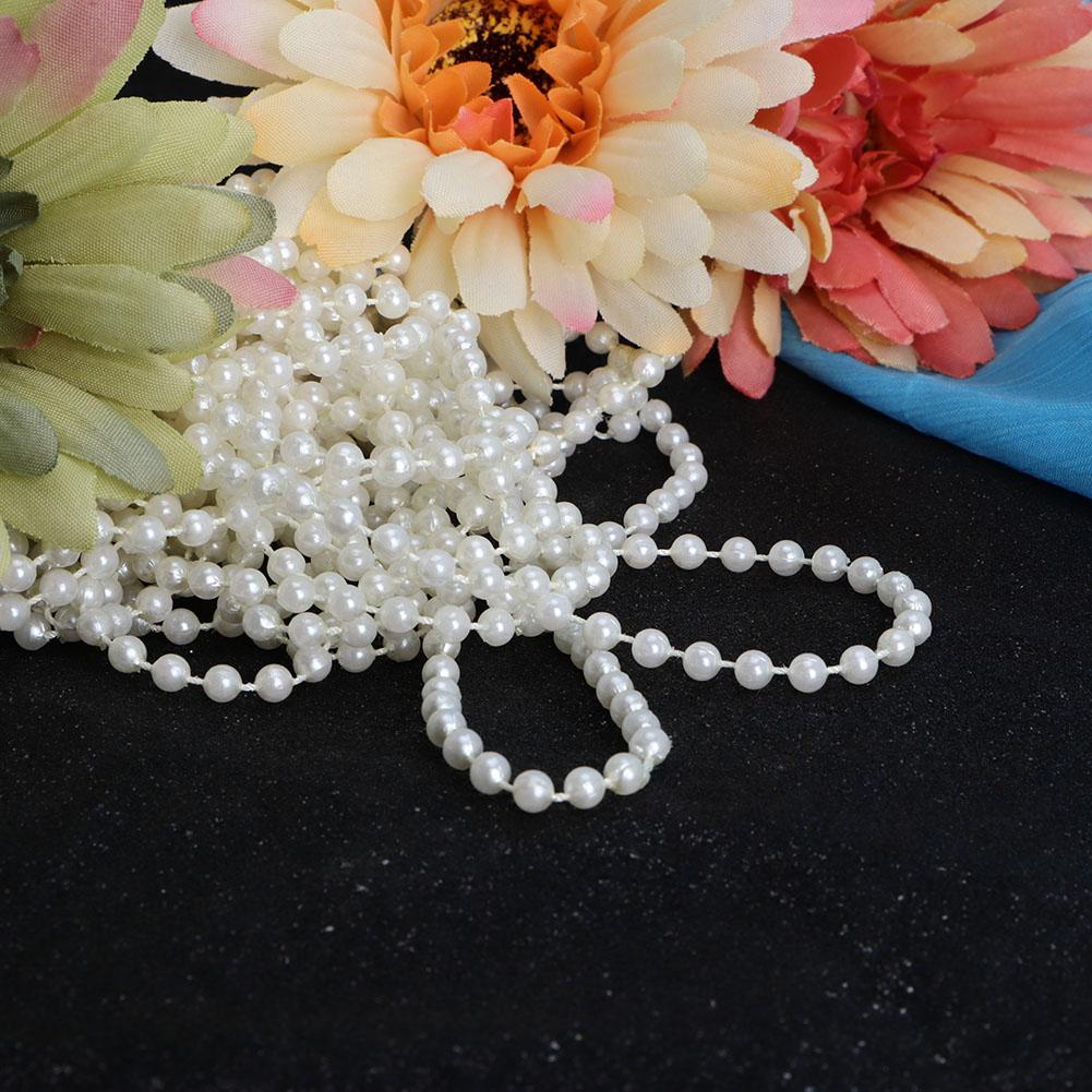 10m Long Bead String ABS Imitation Bead Decorative String for Ornament Home DIY ToolBeige