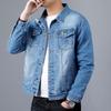 Vår Herr Casual Bomull Denimjacka Klassisk Stil Mode Slim Tvättad Retro Blå Jeansjacka Manlig Märkeskläder Plus Storlek