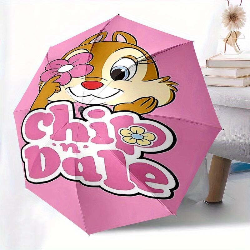 Chip und Dale Automatisches Öffnungs- und Schließschirm - 8 Speichen Tragbarer Faltregenschirm mit Kunststoffgriff, Geeignet für Freizeit und Halloween