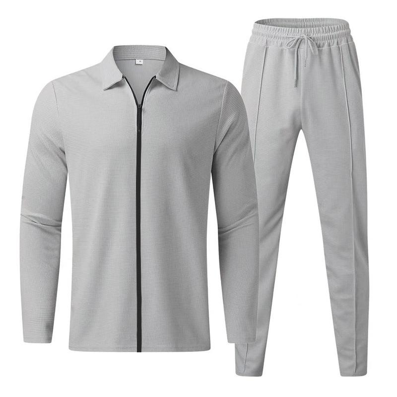 

Casual And Comfortable Spring And Autumn Men S Solid Color Casual T-Shirt Long Sleeved Shirt Long Pants Set Sportswear Hoodie Two-Piece Set XXXL світло-сірий колір