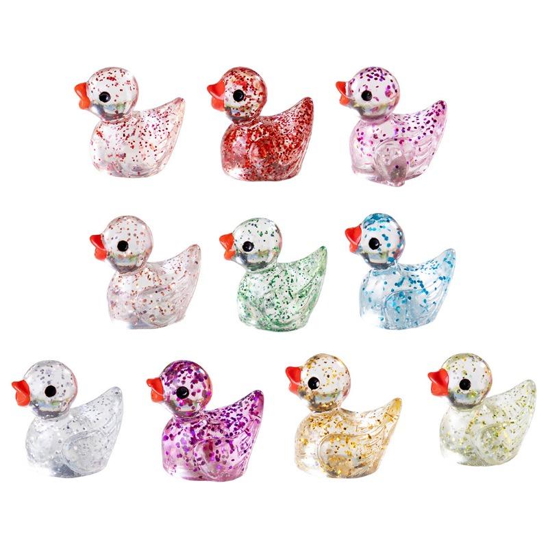 Mini Ducks Sequin Miniature Duck Resin Desk Decoration Cute Figurines Fairy Garden Accessories Home Decor DIY Doll House
