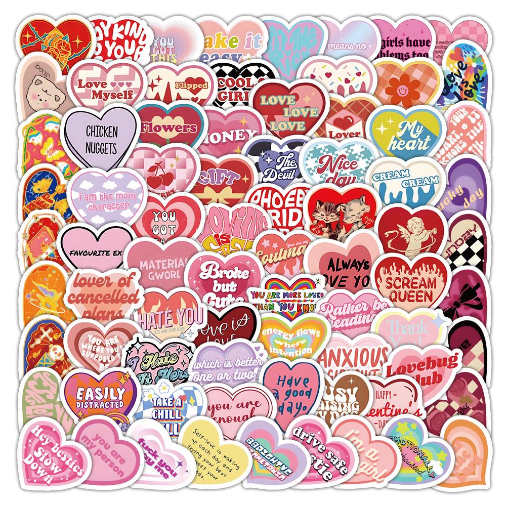 102Pcs Love Heart Stickers Diy Decorative Decals Sticker Story Store
