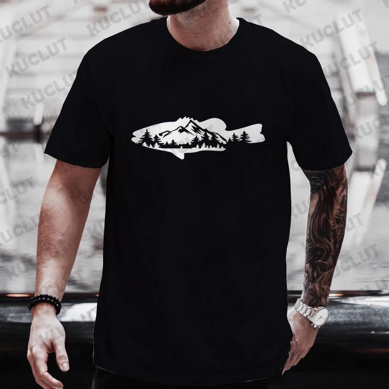 Summer Men T Shirt Street Style Retro Hiphop Fish Cartoon Short Sleeved T-shirt Men Women Top Fisherman Vintage Oversize T Shirt