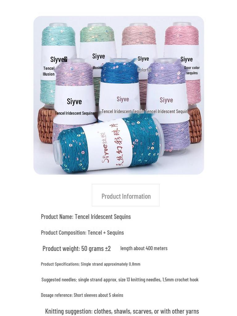 Si Yue Tencel Iridescent Paljettgarn: Handstickat Mode Bländar