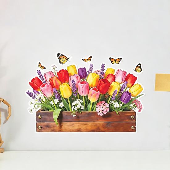 Tulip Flower Wall Stickers Peel and Stick Wall Decals Vinyl Floral Stickers