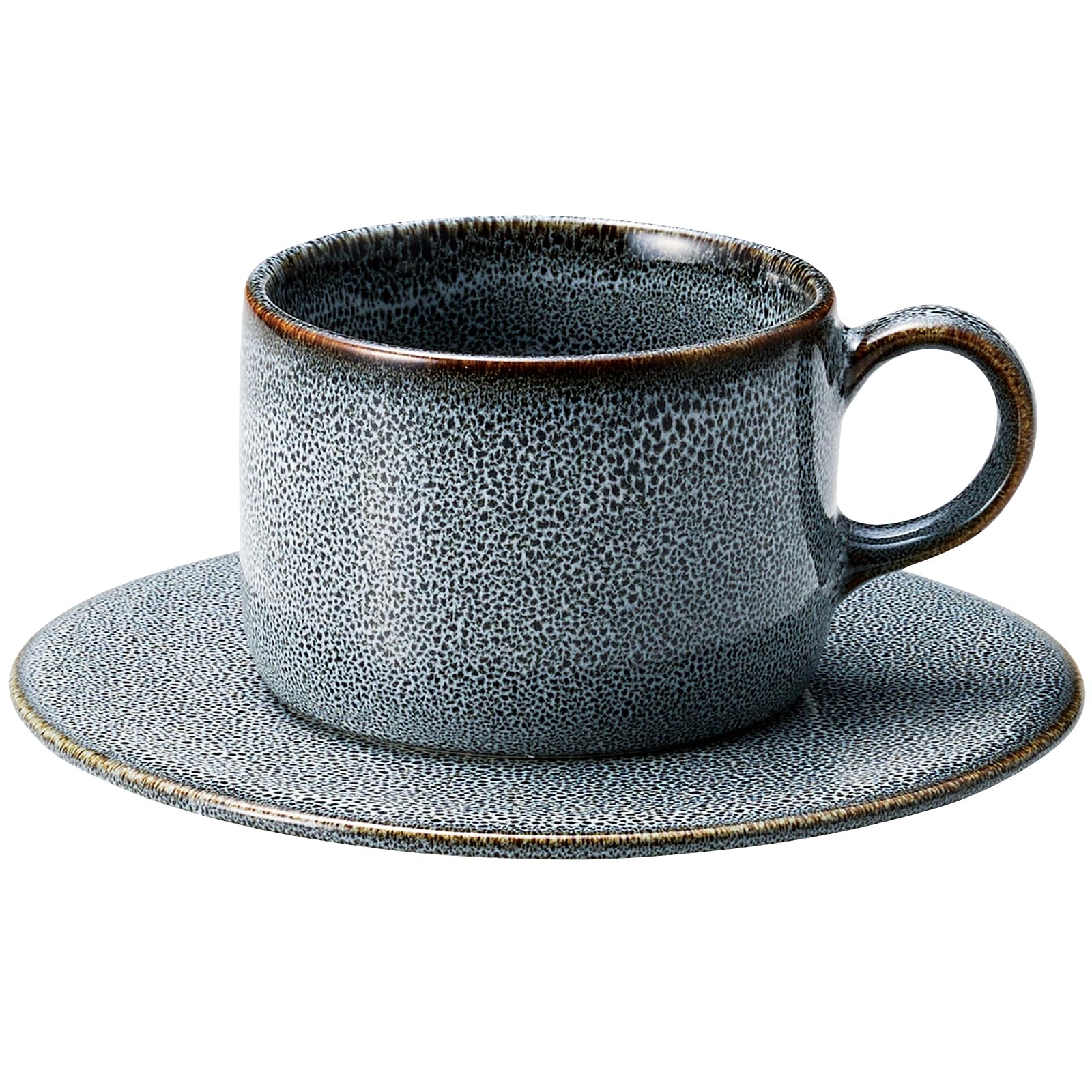 

aito Seisakusho ITSUMO Always Coffee Cup and Plate Set, Approximately 250ml, Feel the Moment, Gray, Mino Ware, Dishwasher Safe, Made in Japan 113513
