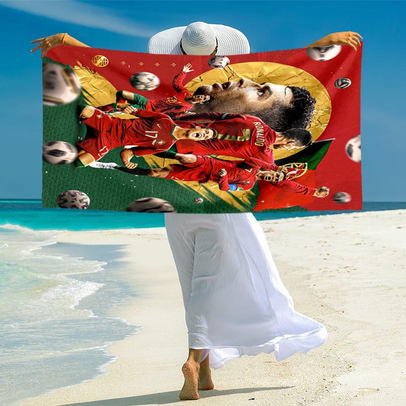 Cristiano Ronaldo Portugal Football Legend Ronaldo Beach Towel Soft Portable For Travel Absorbent Bath Towel Outdoor Pool Towel Swim Travel And Vacati