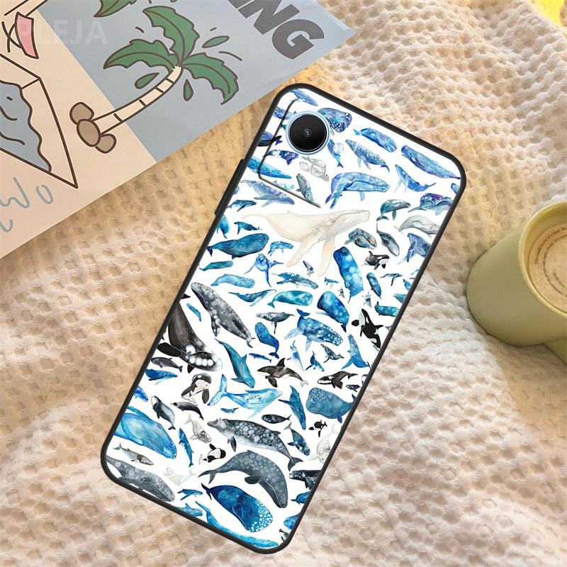 Cute Blue Killer Whale Case For Realme 15 11 12 13 14 Pro Plus C65 C67 C71 C63 C61 C55 C51 C53 C35 C75 GT6 GT7 Pro