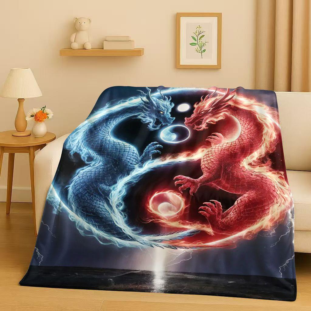 3D Инь-Ян Китайский Тайцзи Восемь Триграмм Баланс Природы Искусство Фланелевое Одеяло, Мягкий Плюшевый Плед для Дома Спальни Кровати Дивана 75x90cm