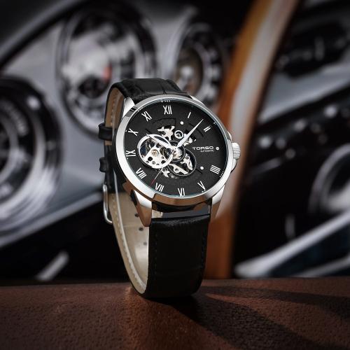 [TORSO] TORSO Callisto Skeleton Automatic Leather Watch T606L-SBBK FREE