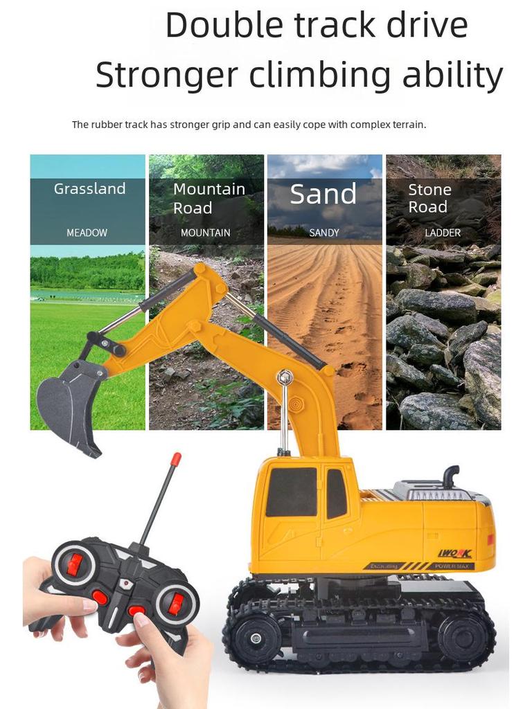 Jucărie pentru copii, din aliaj, cu telecomandă, excavator - Model electric de simulare
