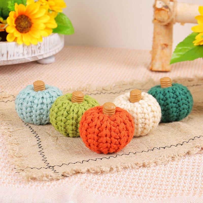 Crocheted Pumpkins for Festive Thanksgiving Halloween Mantlepiece Embellishments Autumnal Small Pumpkins Decoration