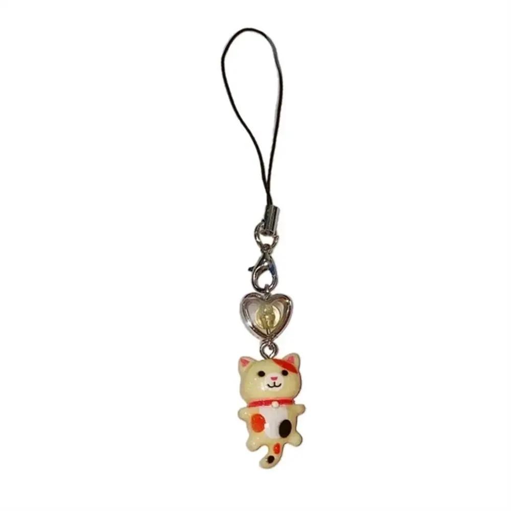 Cat Pendant Cat Phone Strap Cellphone Chain Anti Lost Y2K Phone Charm Key Ring Heart Phone Lanyard Backpack Ornament