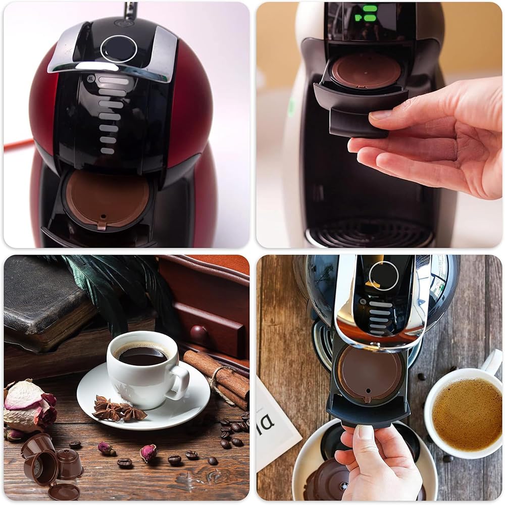 KALOLINNA Coffee Capsules, Suitable for Dolce Gusto, Set of 6, Reusable Coffee Filters, Compatible with Dolce Gusto, Easy To Carry, Includes Brush