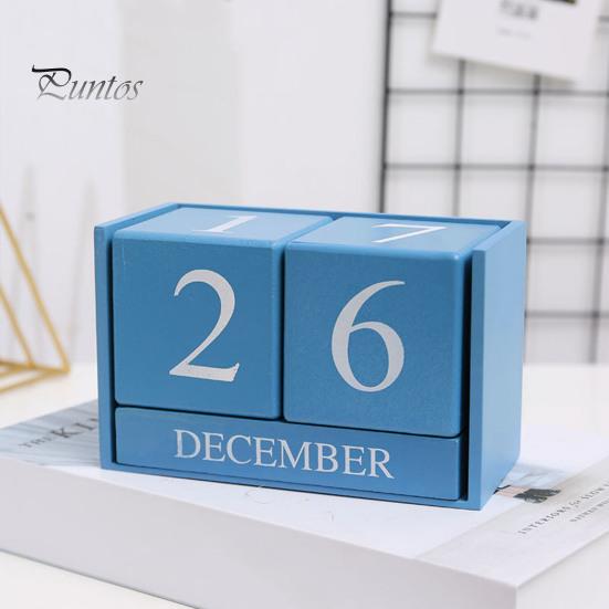Calendario da tavolo con blocchi di legno, calendario perpetuo in legno massello rustico, calendario perpetuo riutilizzabile, decorazione per la scrivania dell'ufficio domestico