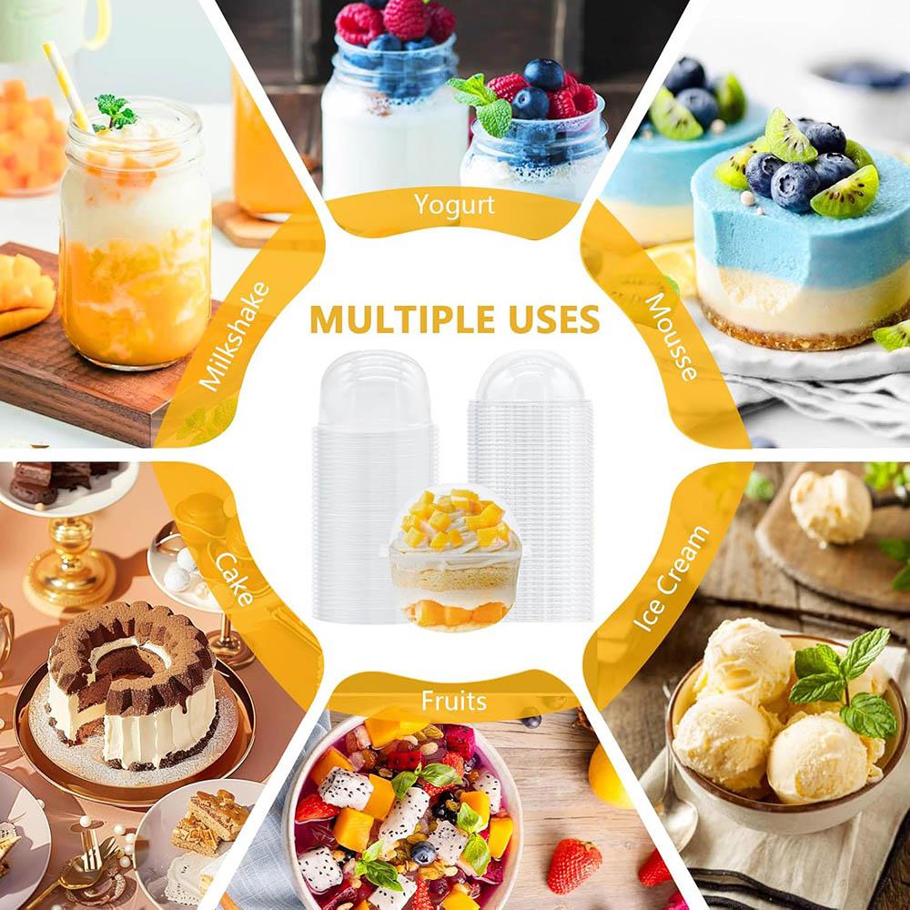 50Pc 9oz Clear Plastic Cups with Dome Lids,Disposable Dessert Party Cup,Parfait Food Containers for Candy,Fruit,Smoothie,Cupcake
