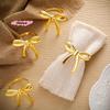 M-4Pcs Gold Bow Napkin Ring, Reusable Napkin Holder, Suitable For Valentine's Day, Parties, And Wedding Table Decorations